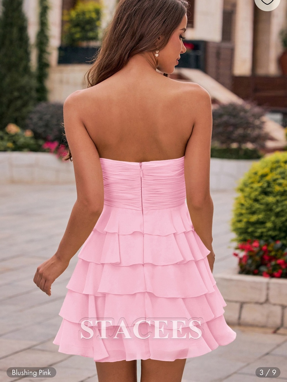 A-line Ruched Strapless Chiffon Ruffled Homecoming Dress with Bow - Picture 2 of 5